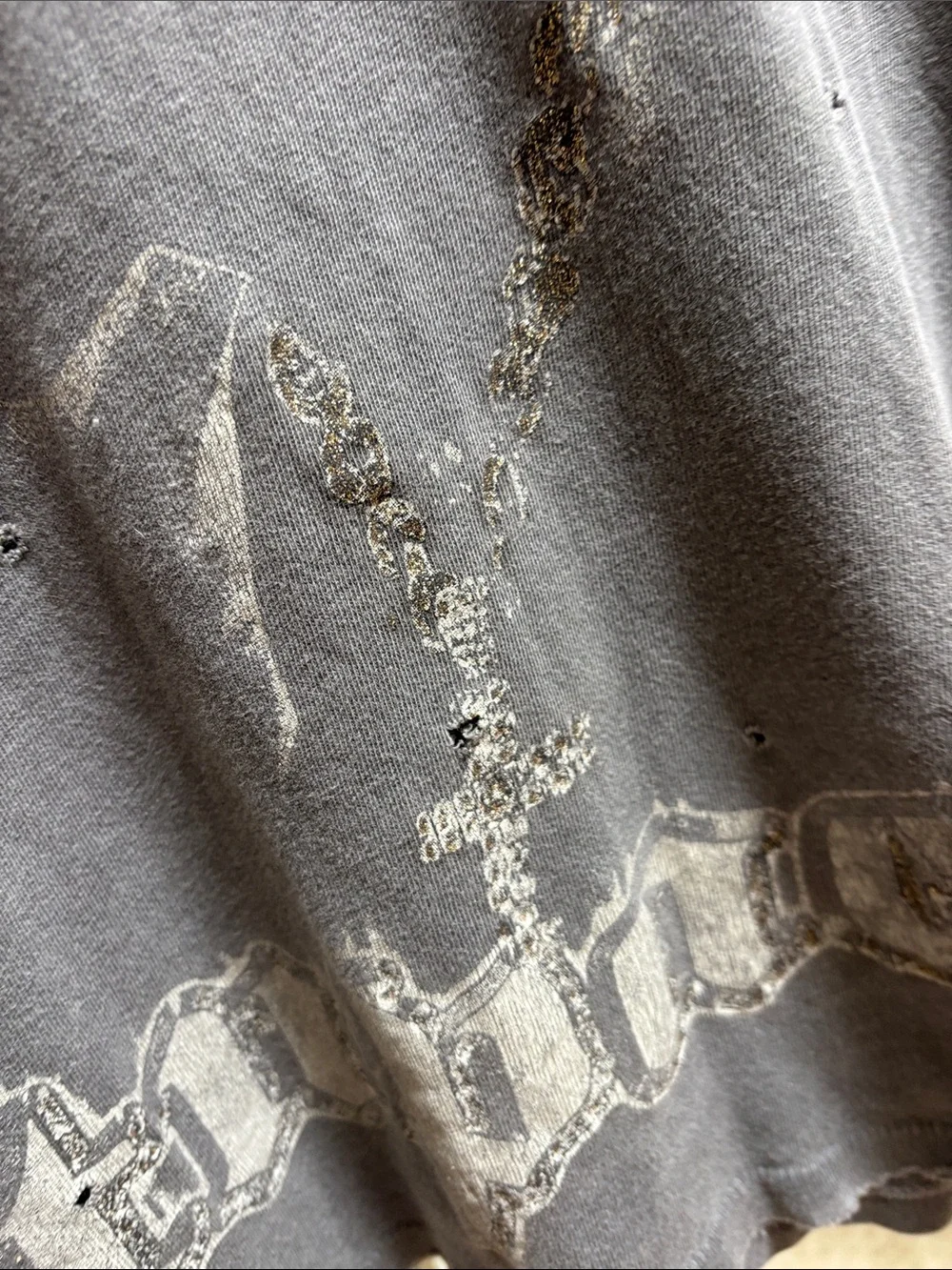 Madeworn Tupac Washed Gray Graphic Tee with Faded Distress